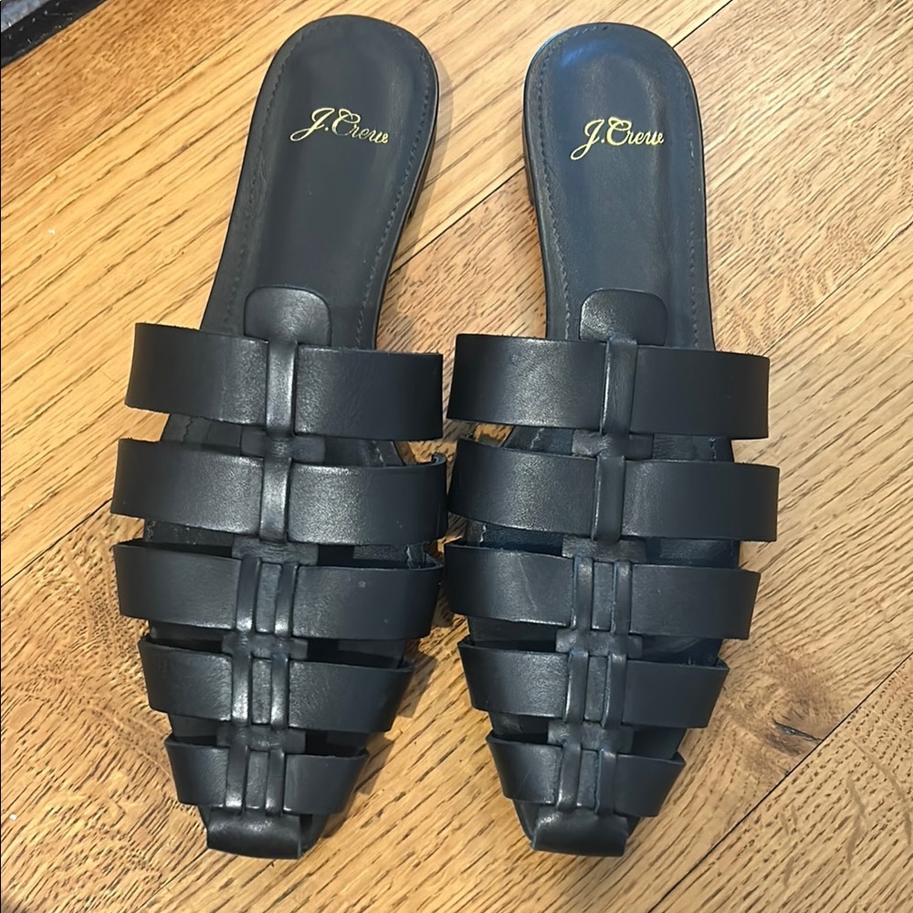 J. Crew Black Leather Mules